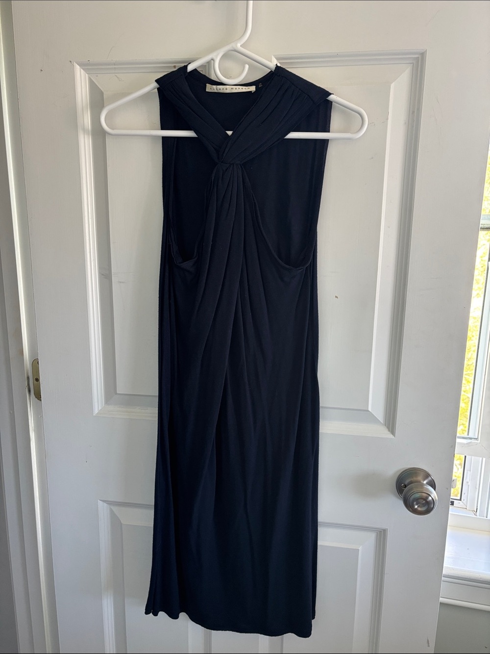 Susana Monaco Navy Twist-Front Midi Dress